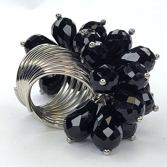 Swaroski Crystal Ring Flamboyant Unique Crystal Bicone Beaded Cluster Ring - Picture 4 of 14